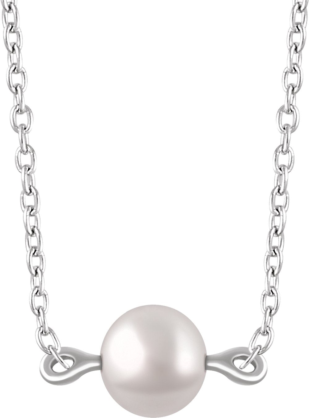14K White Gold Cultured White Freshwater Pearl 16-18" Necklace