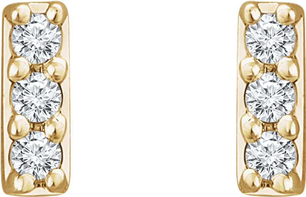14K Yellow Gold .05 CTW Lab-Grown Diamond Bar Earrings