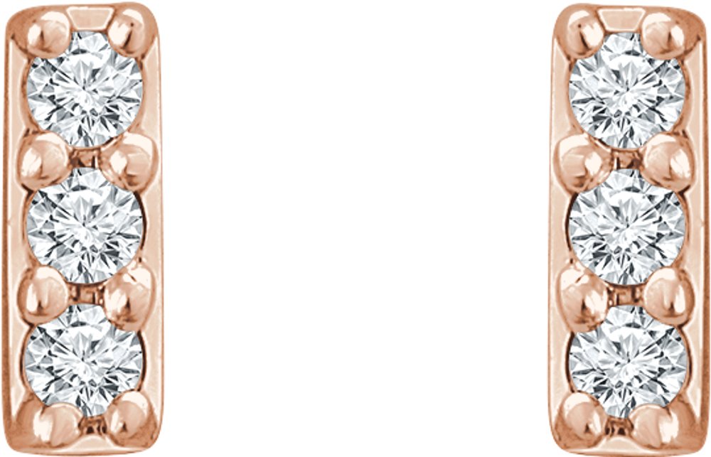 14K Rose .05 CTW Natural Diamond Bar Earrings