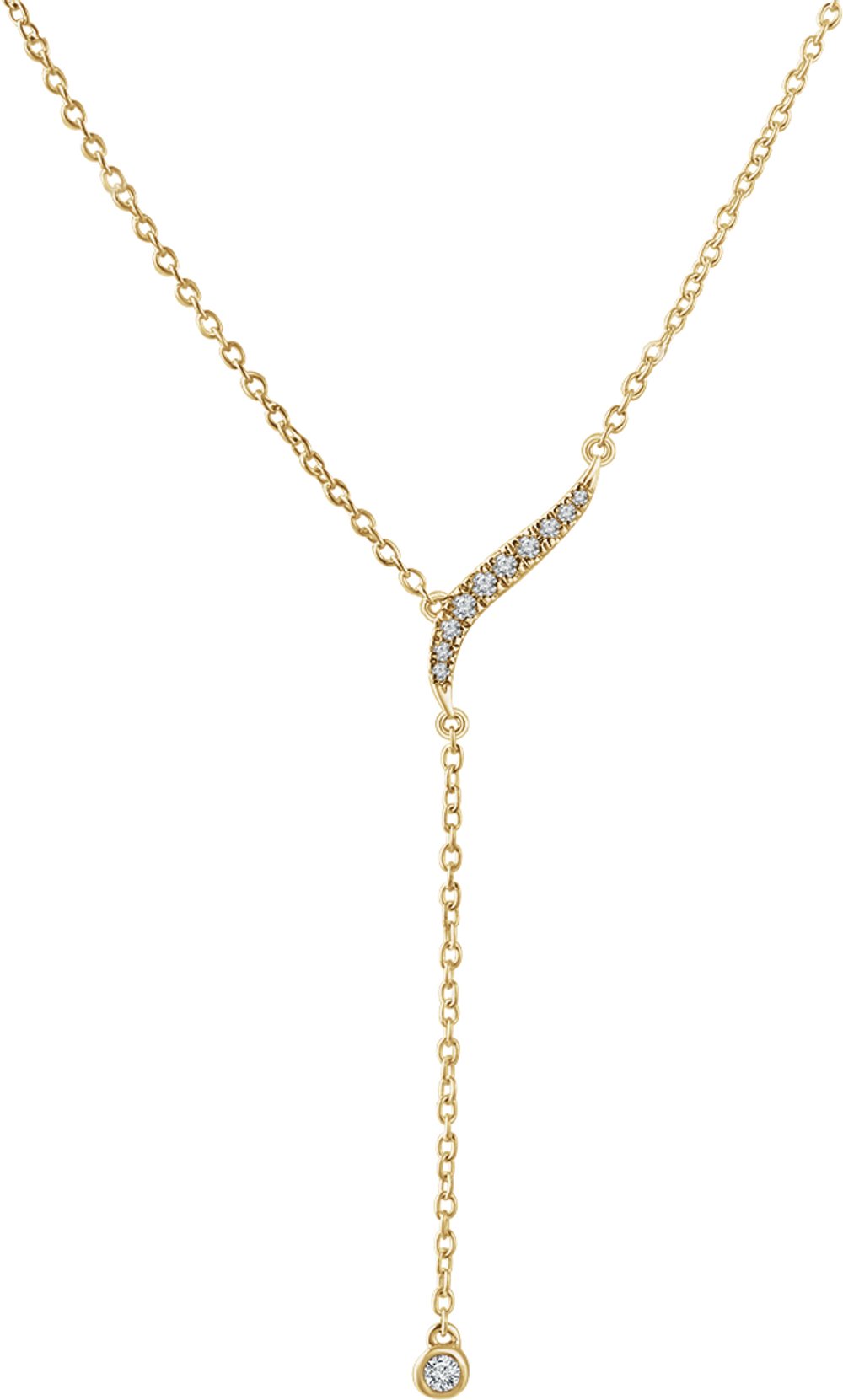 14K Yellow Gold 1/10 CTW Natural Diamond 16-18" Y Necklace