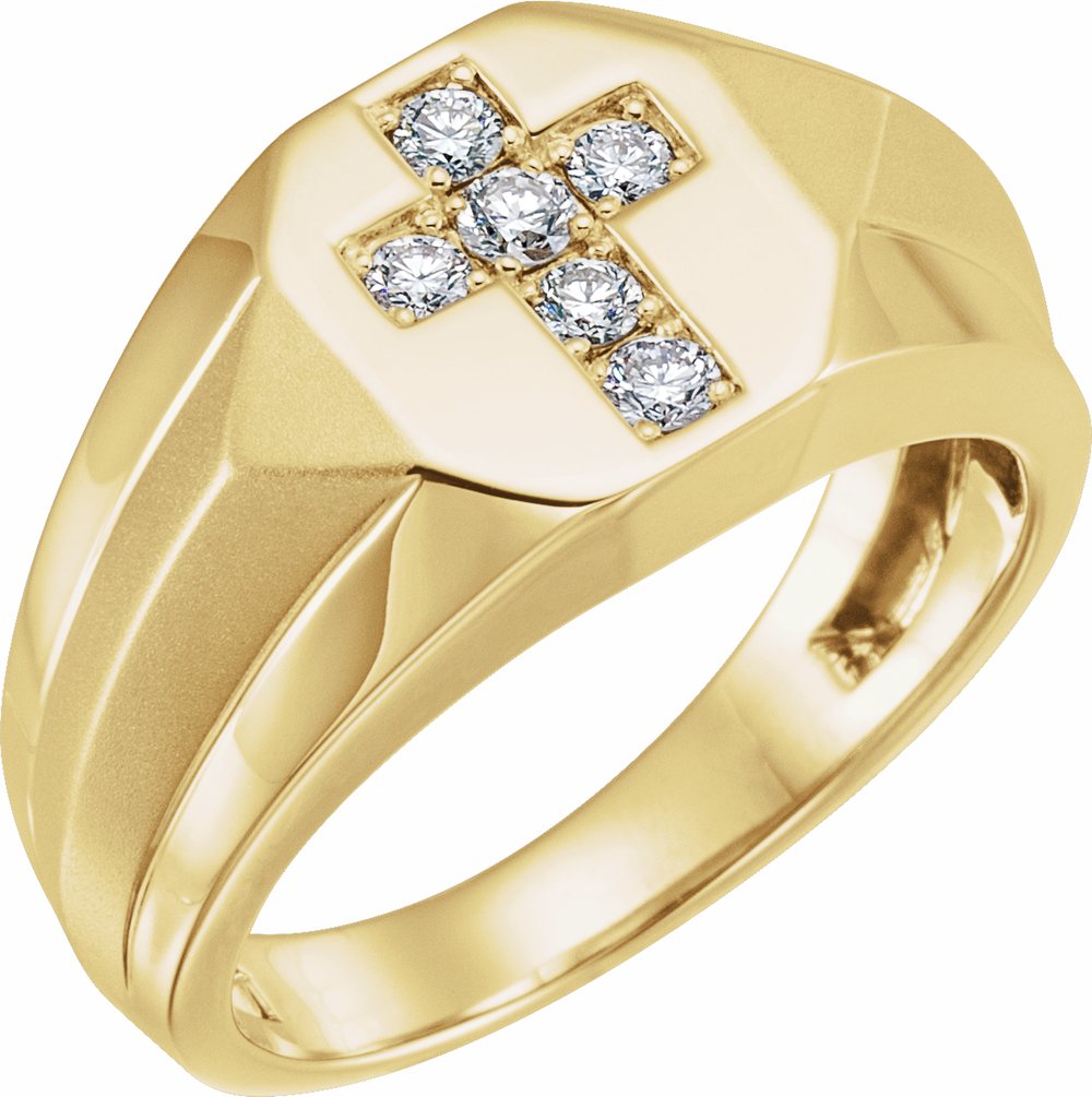 14K Yellow 1/3 CTW Natural Diamond Cross Ring