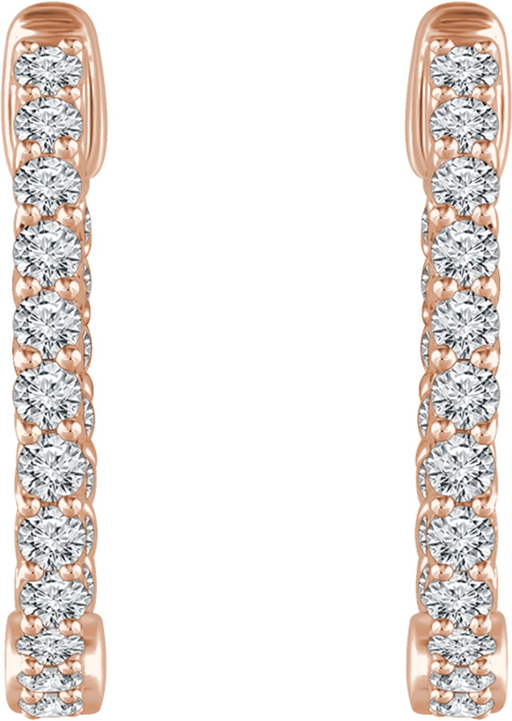 14K Rose 1 CTW Natural Diamond Inside-Outside 20.1 mm Hoop Earrings