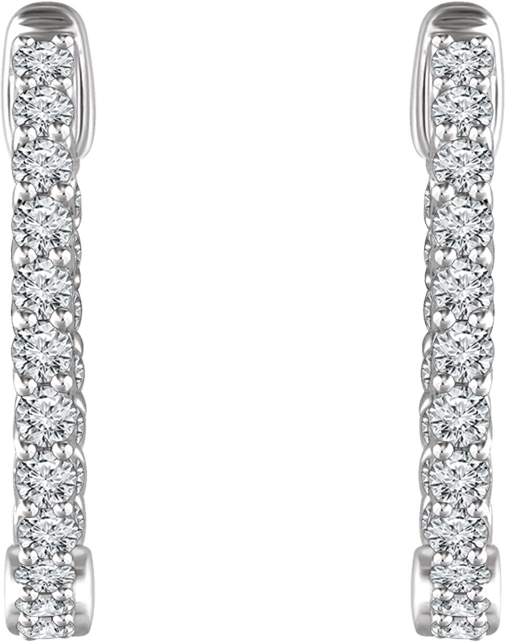 14K White Gold 1 CTW Natural Diamond Inside-Outside 20.1 mm Hoop Earrings