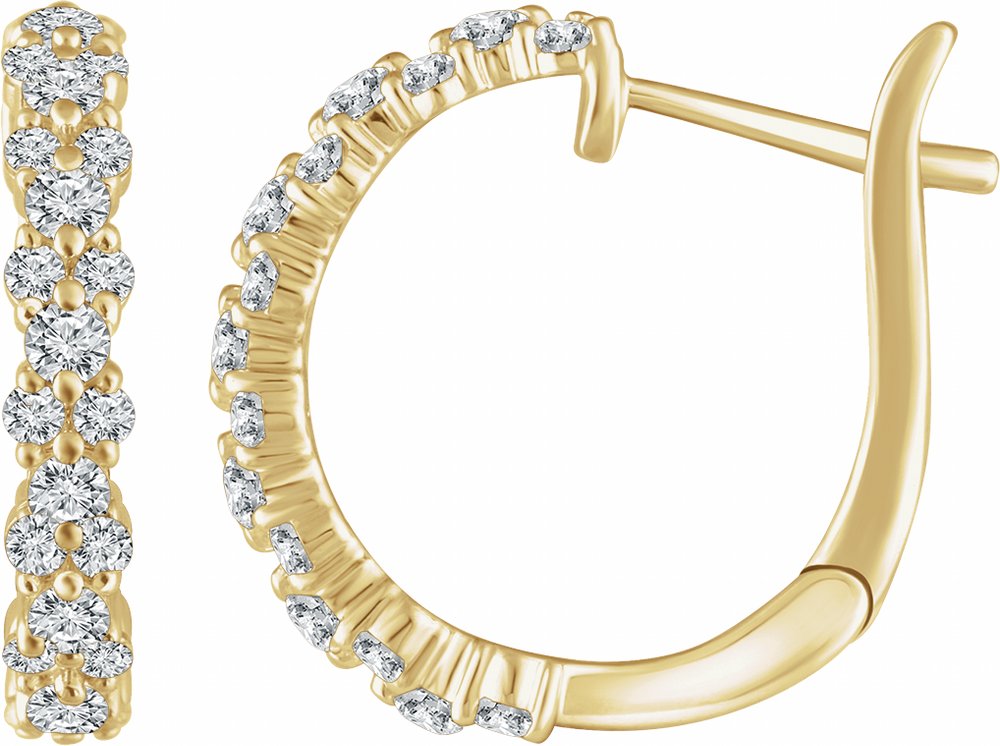 14K Yellow 5/8 CTW Natural Diamond Hoop Earrings