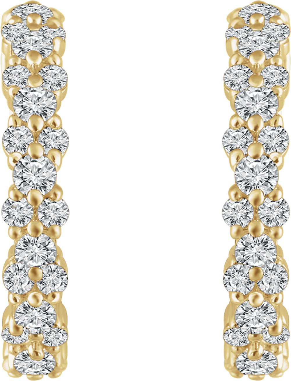 14K Yellow 5/8 CTW Natural Diamond Hoop Earrings