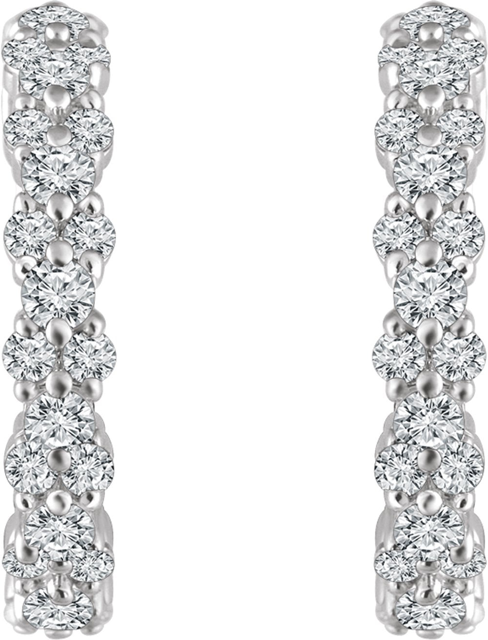 14K White Gold 5/8 CTW Natural Diamond Hoop Earrings