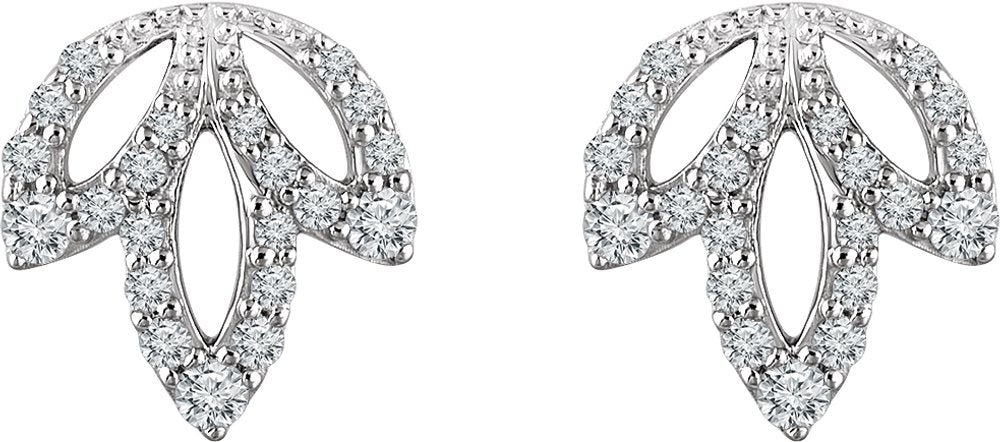 14K White Gold 1/4 CTW Natural Diamond Leaf Earrings
