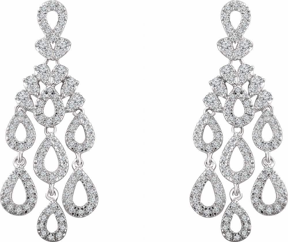 14K White Gold 7/8 CTW Natural Diamond Chandelier Earrings