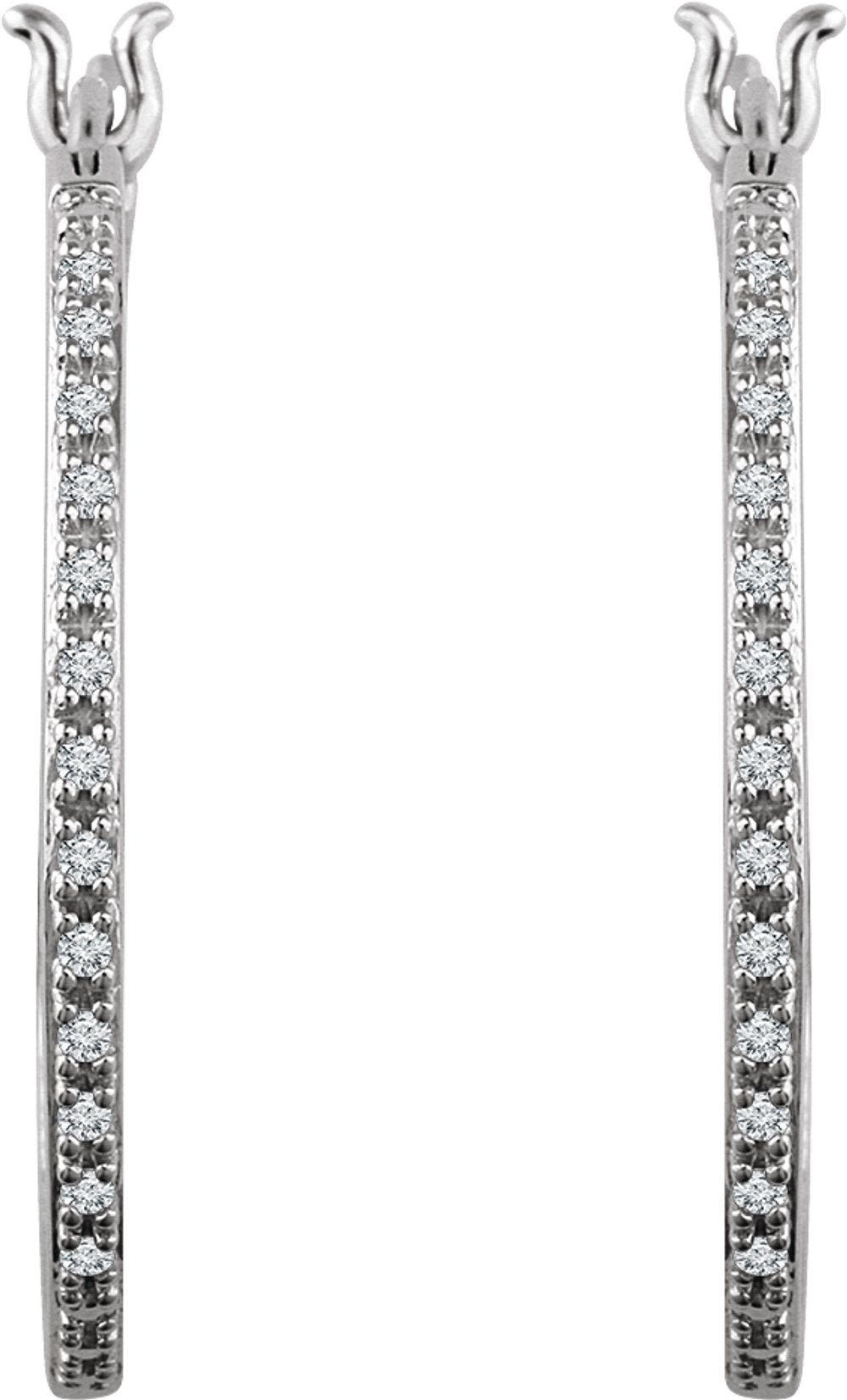 14K White 1/4 CTW Natural Diamond Inside-Outside Hoop Earrings