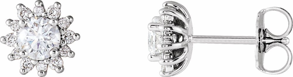 14K White Gold 1/2 CTW Natural Diamond Halo-Style Earrings