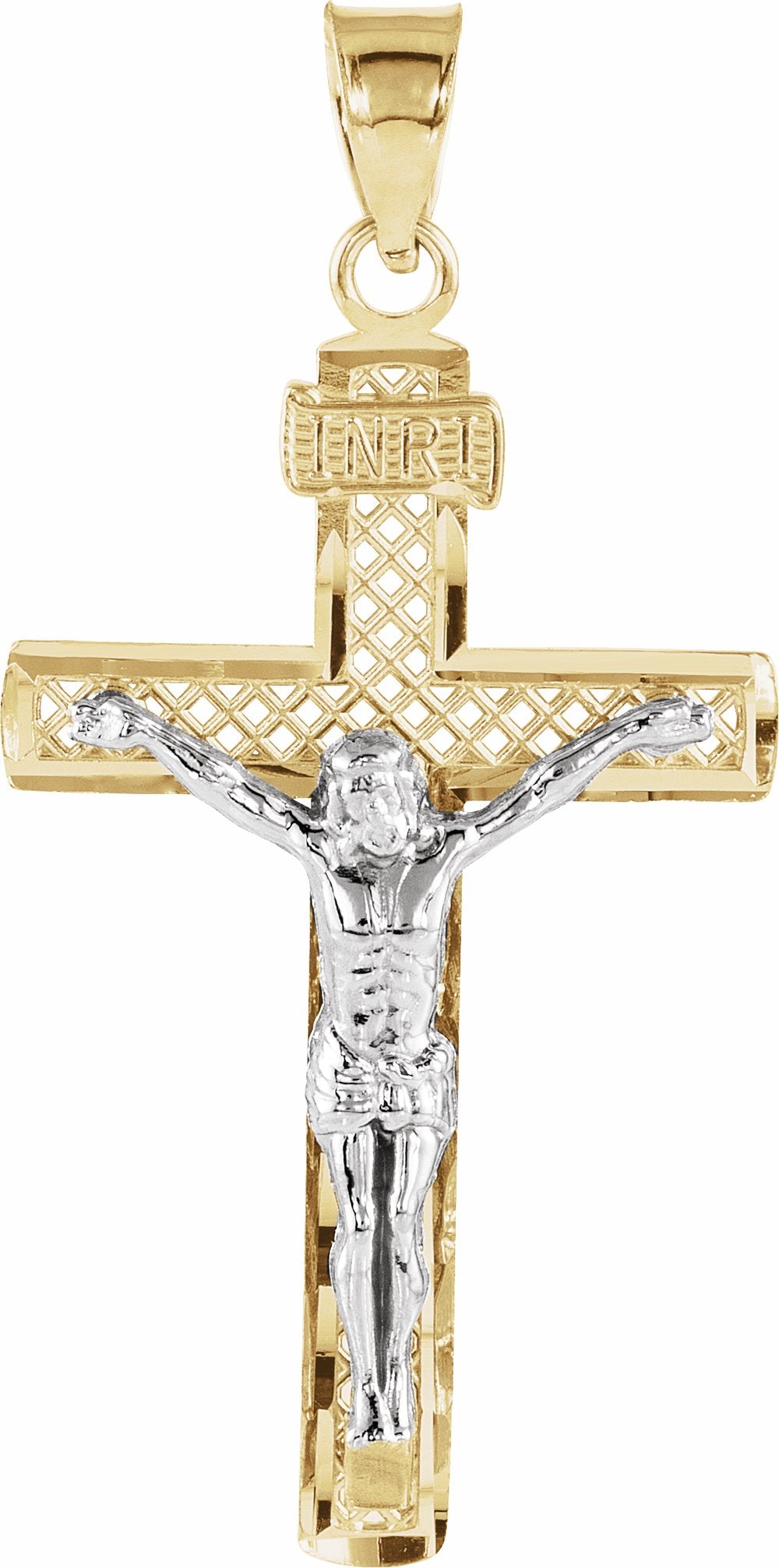 14K Yellow/White 31x19.75 mm Crucifix Pendant