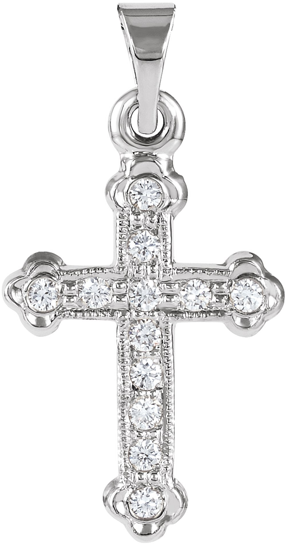 14K White Gold 1/10 CTW Natural Diamond Cross Pendant