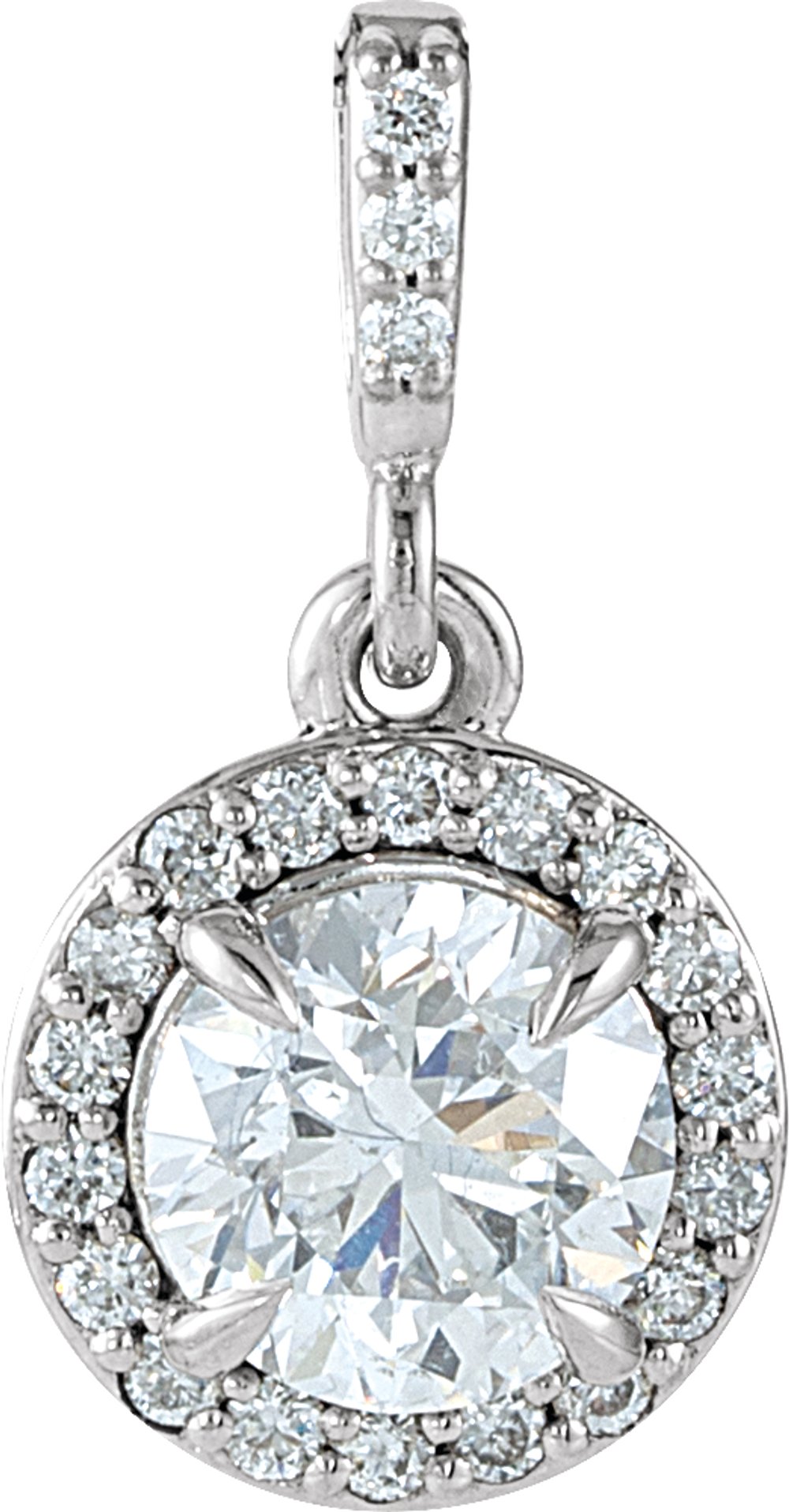 14K White Gold 9/10 CTW Lab-Grown Diamond Halo-Style Pendant