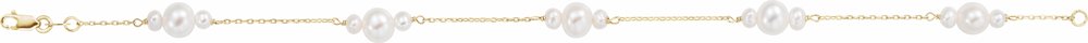 14K Yellow Gold Cultured White Freshwater Pearl 7 1/2" Bracelet