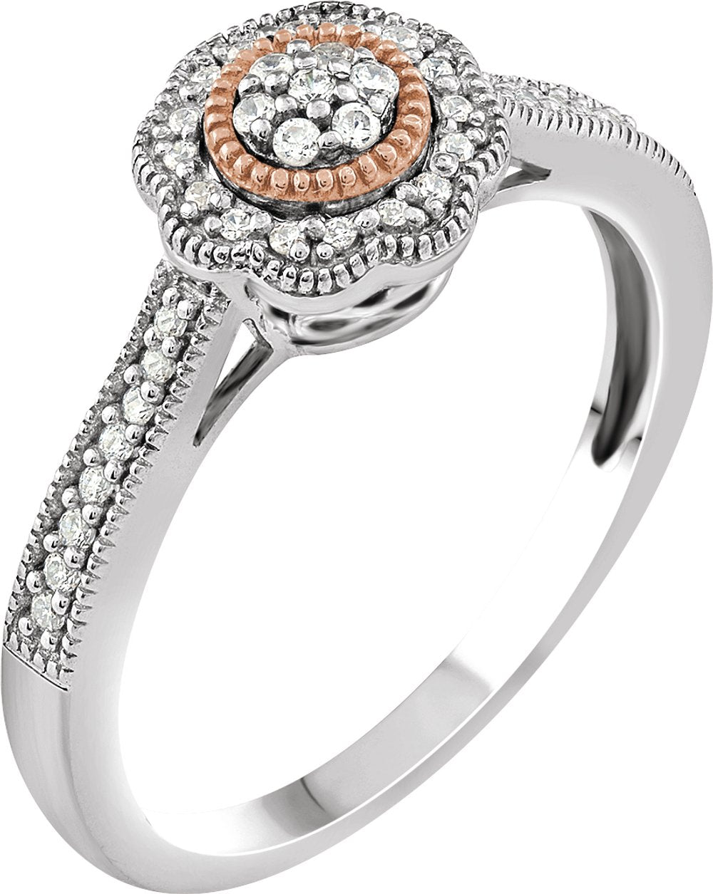 10K White/Rose 1/6 CTW Natural Diamond Promise Ring