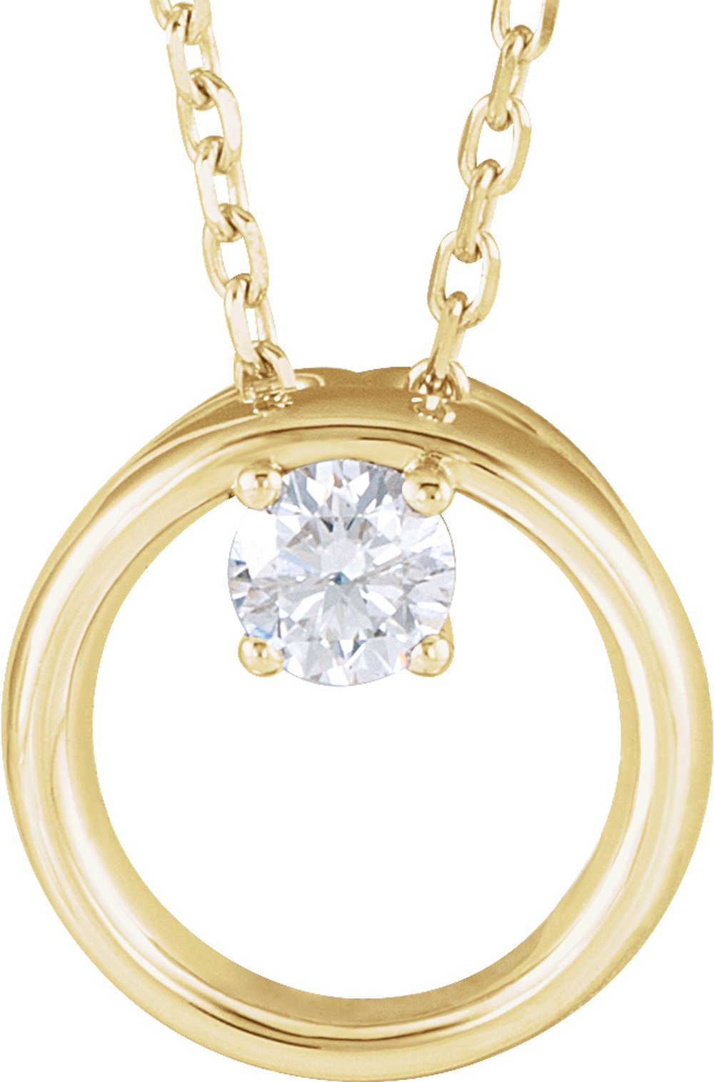 14K Yellow 1/10 CT Natural Diamond Circle 16-18" Necklace