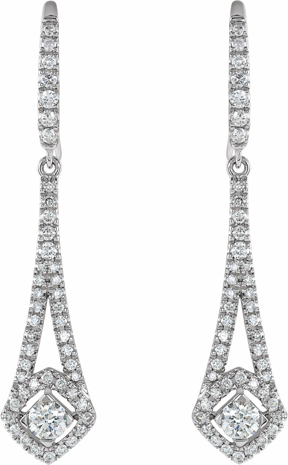 14K White Gold 3/4 CTW Natural Diamond Chandelier Earrings
