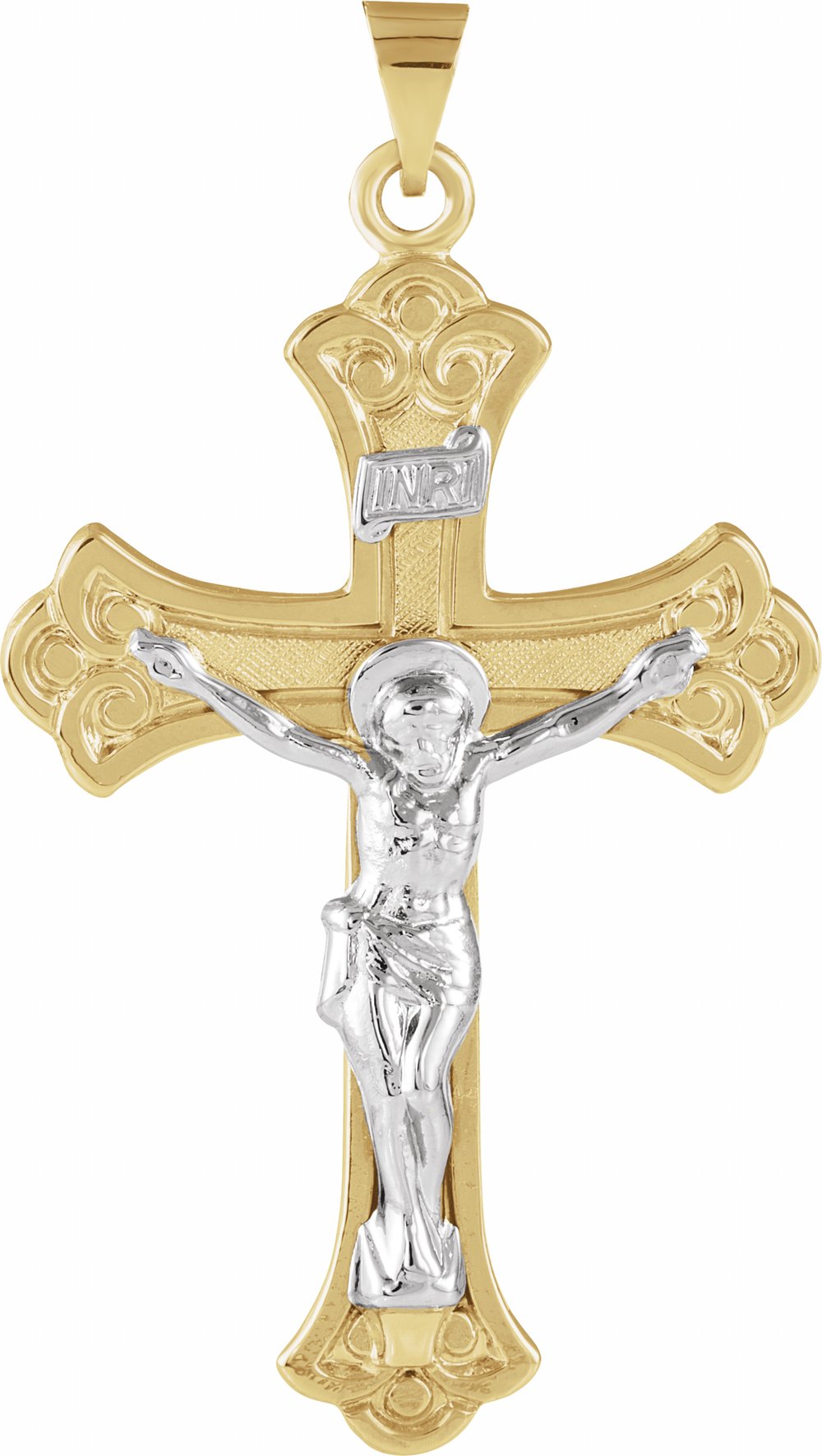 14K Yellow/White Gold 45x31 mm Crucifix Pendant