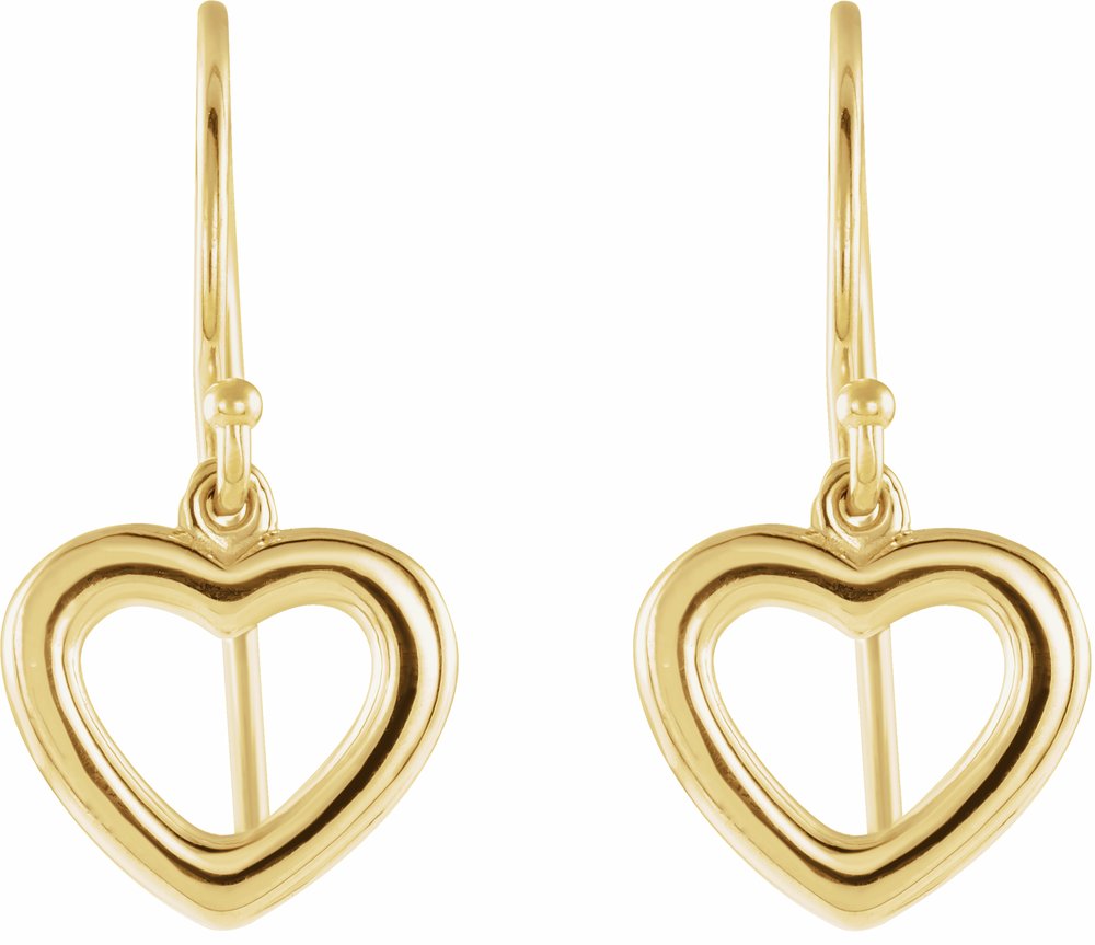 14K Yellow Gold Heart Earrings