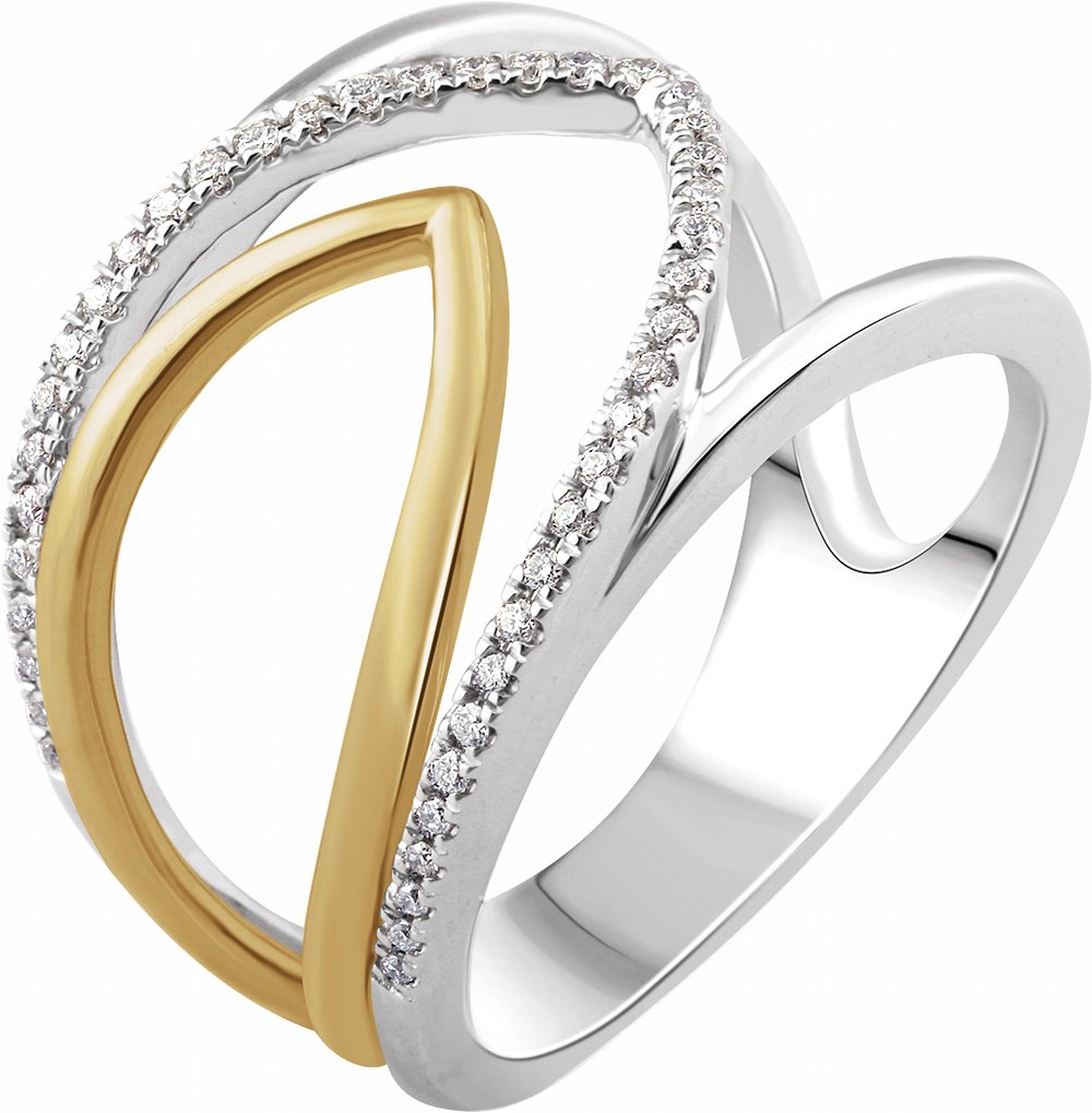 14K White/Yellow Gold 1/6 CTW Natural Diamond Negative Space Ring