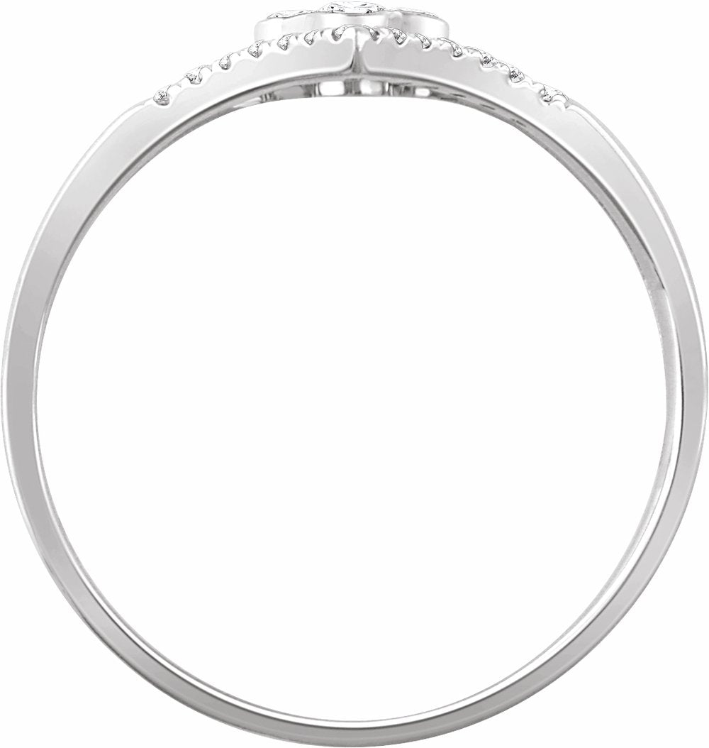 14K White Gold 1/10 CTW Natural Diamond V Ring