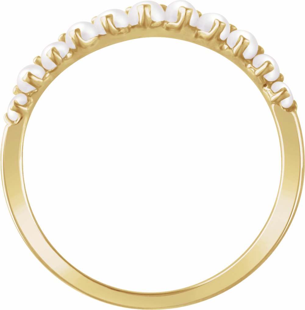 14K Yellow Gold Cultured White Freshwater Pearl Ring