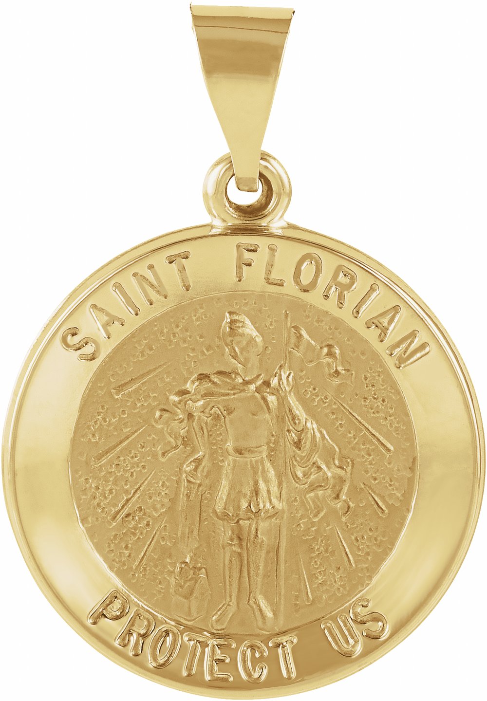 14K Yellow 18 mm Round Hollow St. Florian Medal