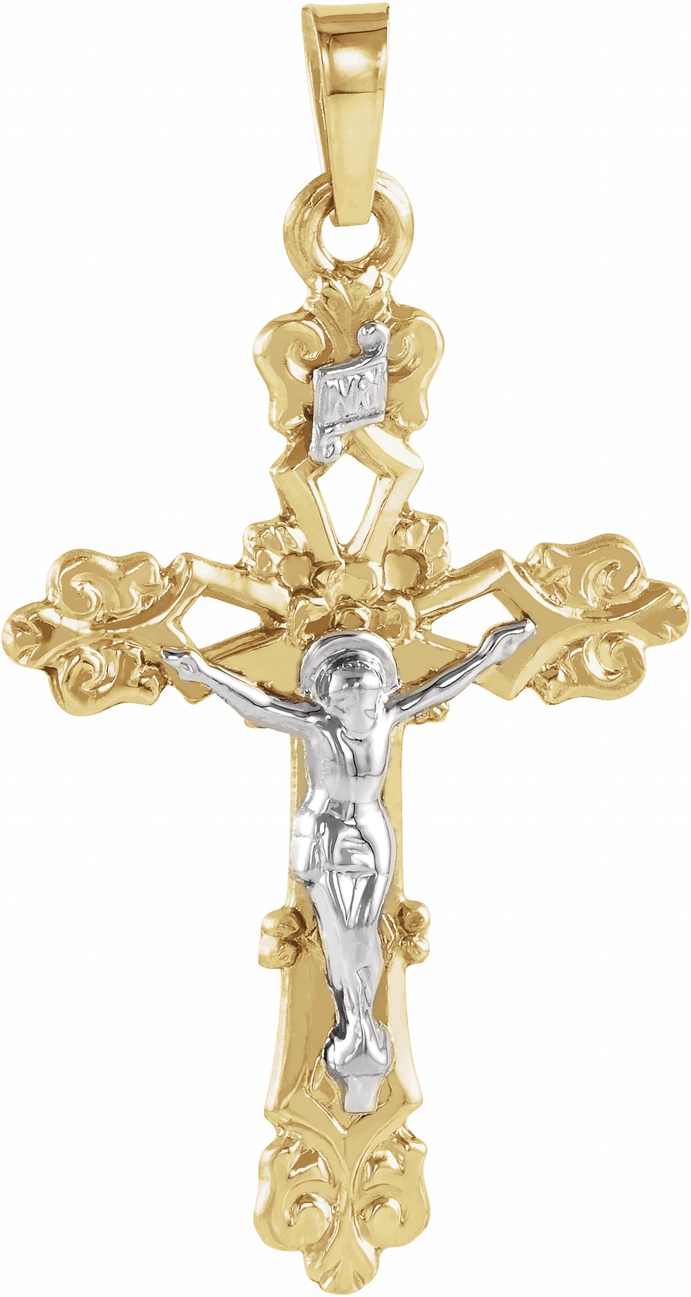14K Yellow/White Gold 26.5x19 mm Crucifix Pendant
