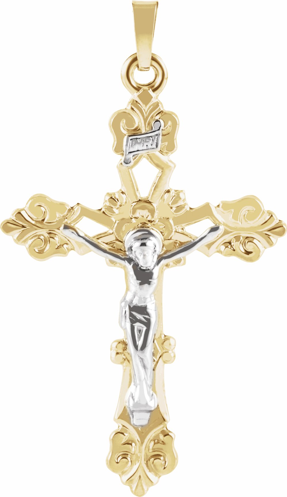 14K Yellow/White Gold 35x24.5 mm Crucifix Pendant