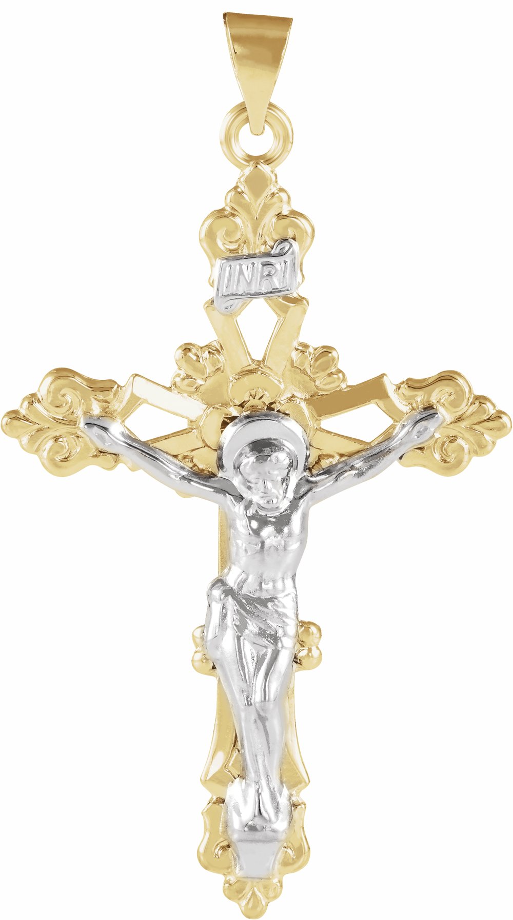 14K Yellow/White Gold 45.5x30.5 mm Crucifix Pendant