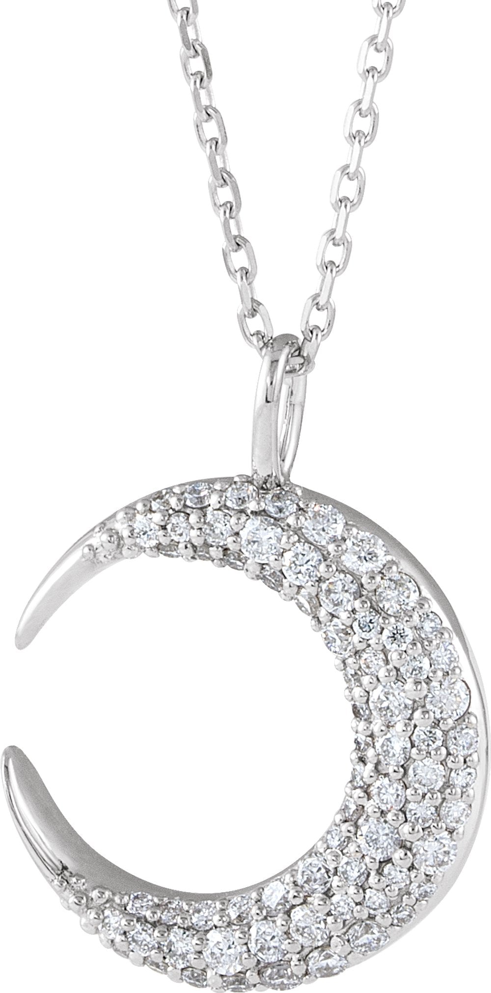 14K White Gold 1/3 CTW Natural Diamond Crescent Moon 16-18" Necklace