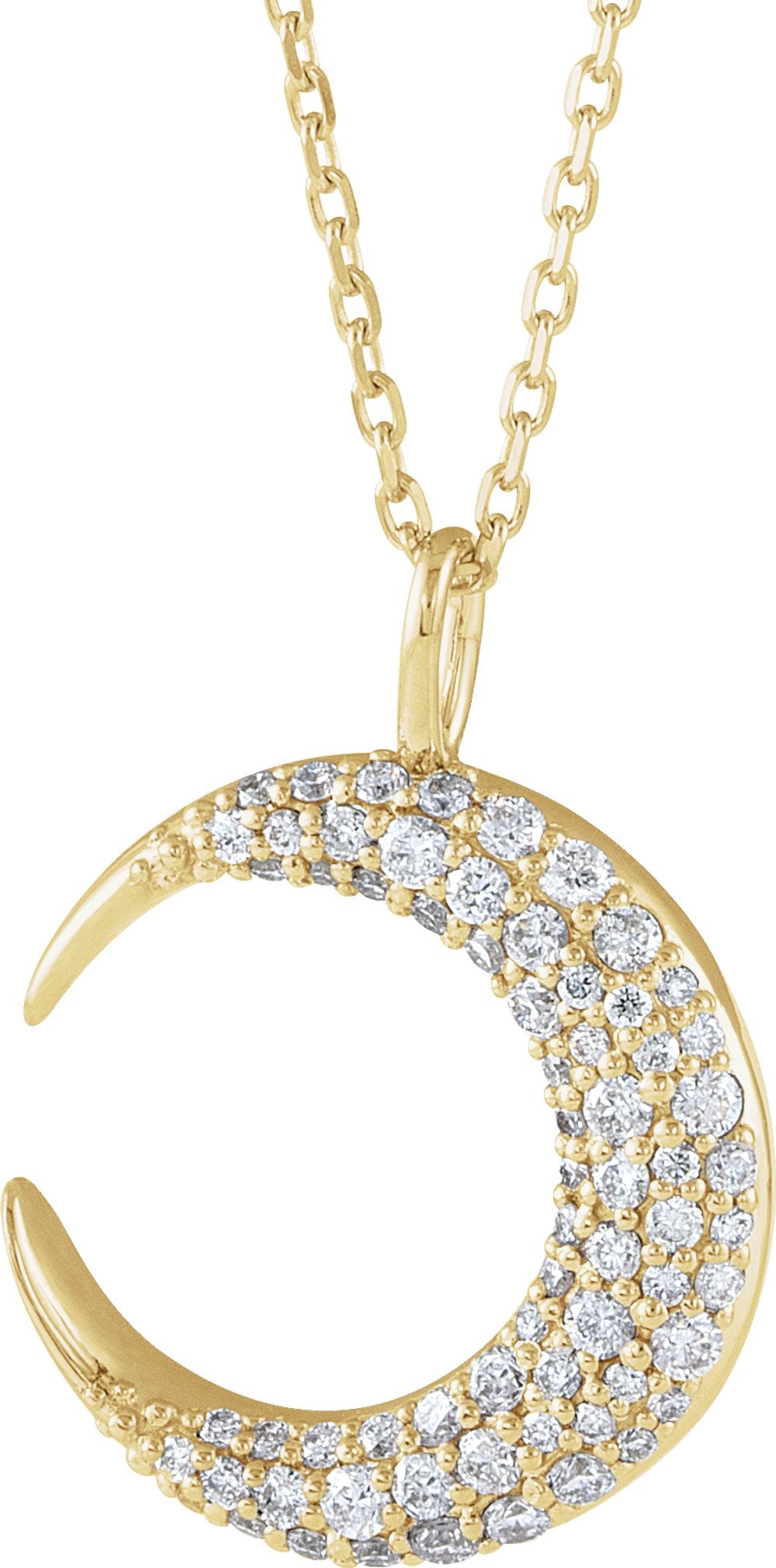 14K Yellow Gold 1/3 CTW Natural Diamond Crescent Moon 16-18" Necklace