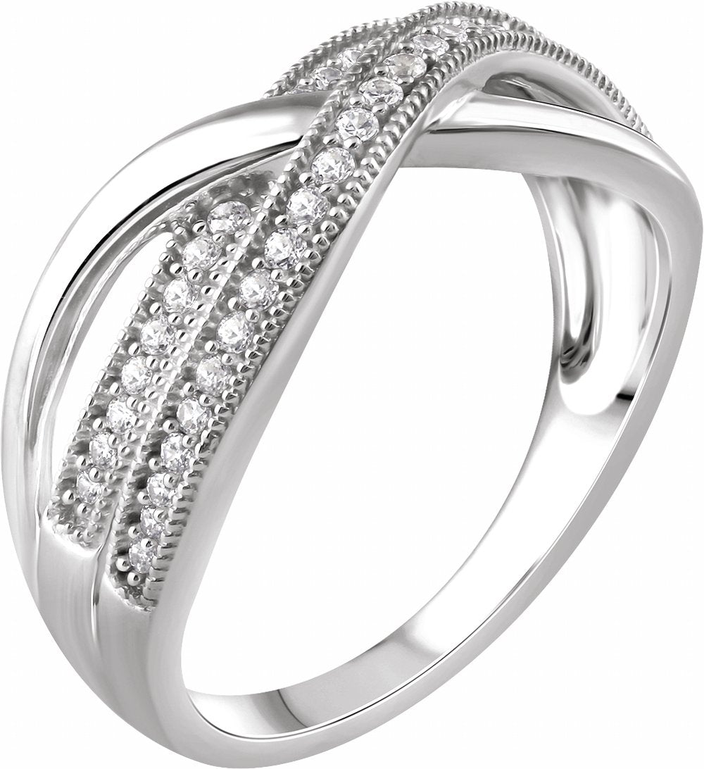 14K White 1/4 CTW Natural Diamond Criss-Cross Ring
