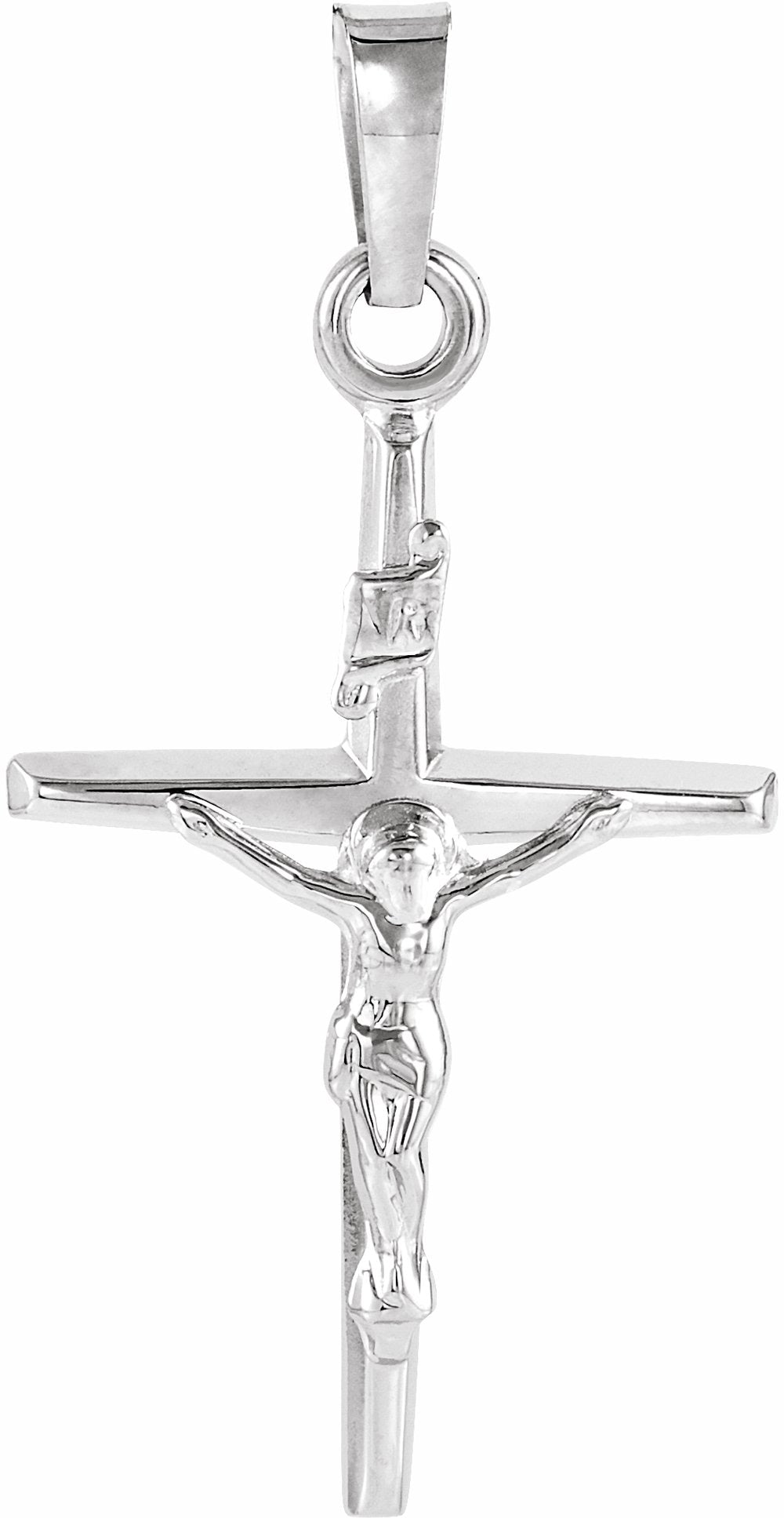 14K White Crucifix Pendant