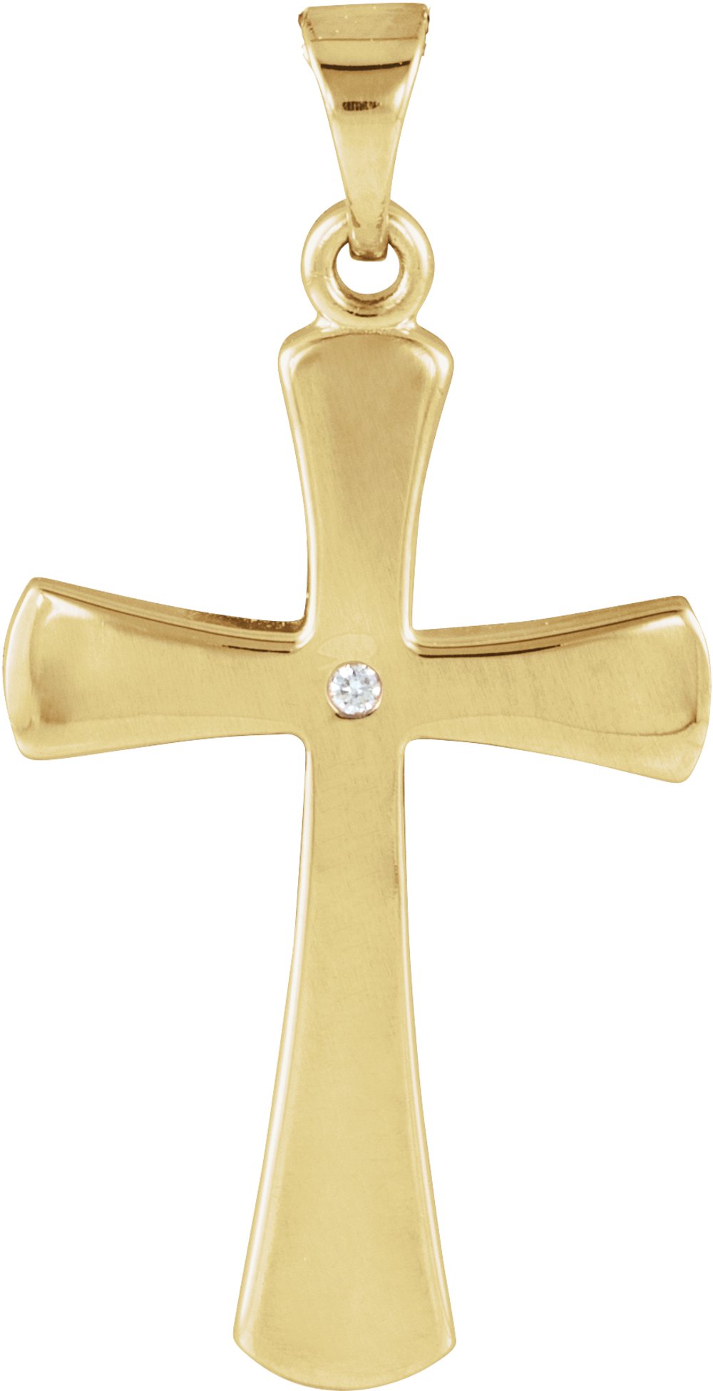 14K Yellow Gold .005 CT Natural Diamond Cross Pendant