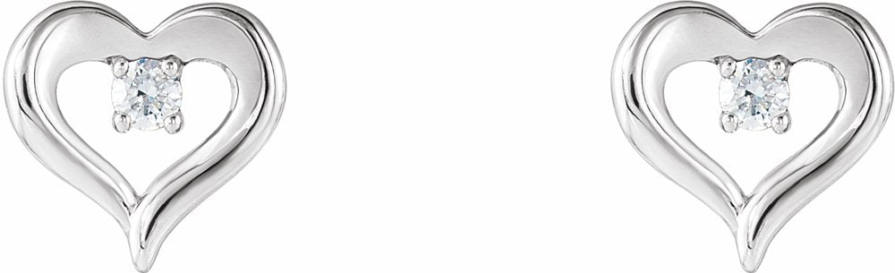14K White 1/10 CTW Natural Diamond Heart Earrings