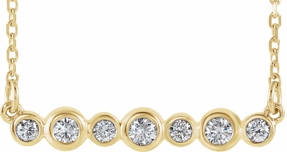 14K Yellow 1/5 CTW Natural Diamond Bezel-Set Bar 16-18" Necklace