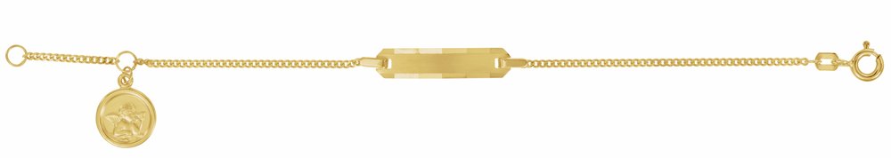 14K Yellow Gold Youth Identification 4.5" Bracelet with Angel Charm