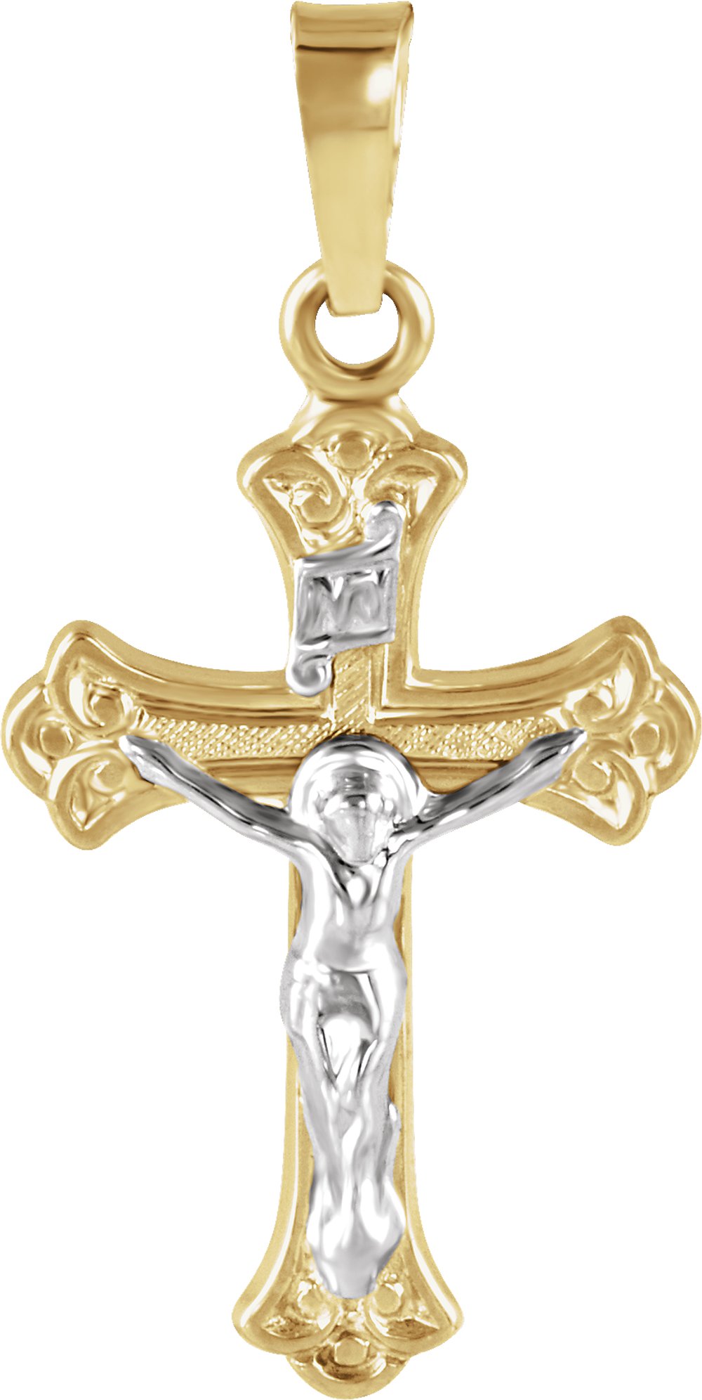 14K Yellow/White Gold 19x13 mm Crucifix Pendant