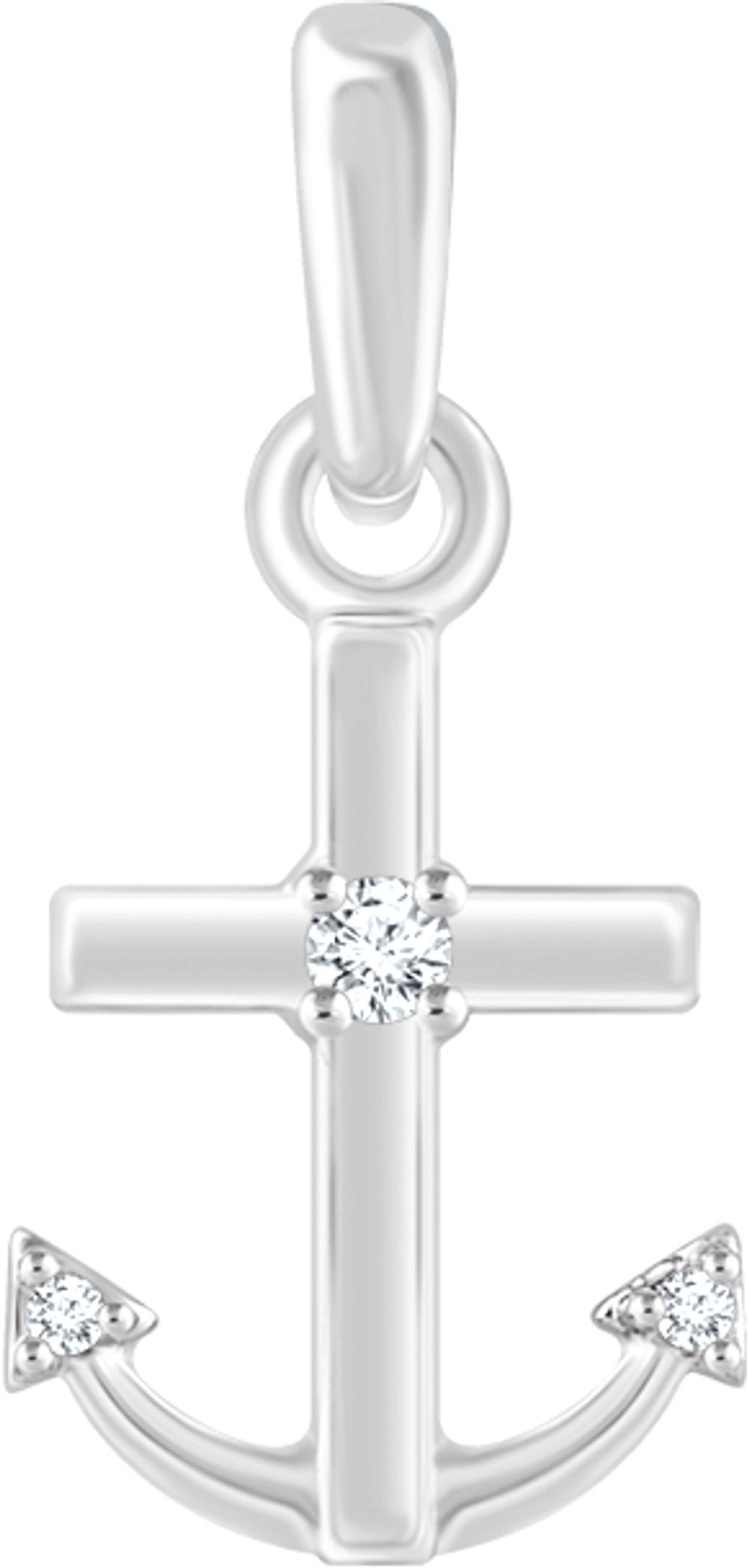 14K White .03 CTW Natural Diamond Anchor Pendant