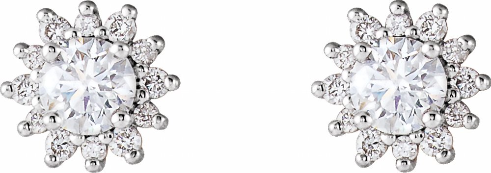 14K White Gold 1/2 CTW Natural Diamond Halo-Style Earrings