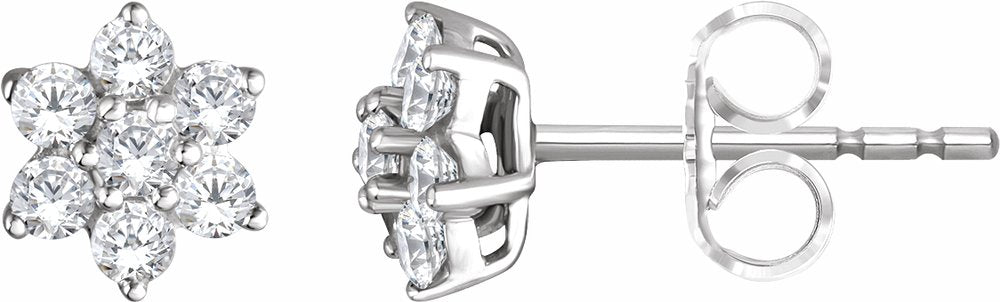 14K White Gold 3/8 CTW Natural Diamond Flower Earrings