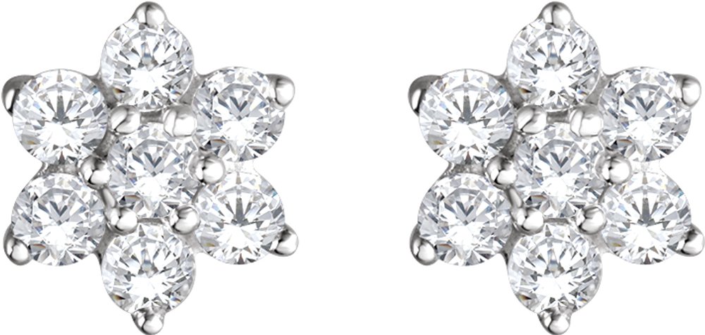 14K White Gold 3/8 CTW Natural Diamond Flower Earrings