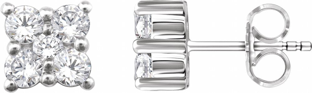 14K White 1/2 CTW Natural Diamond Cluster Earrings
