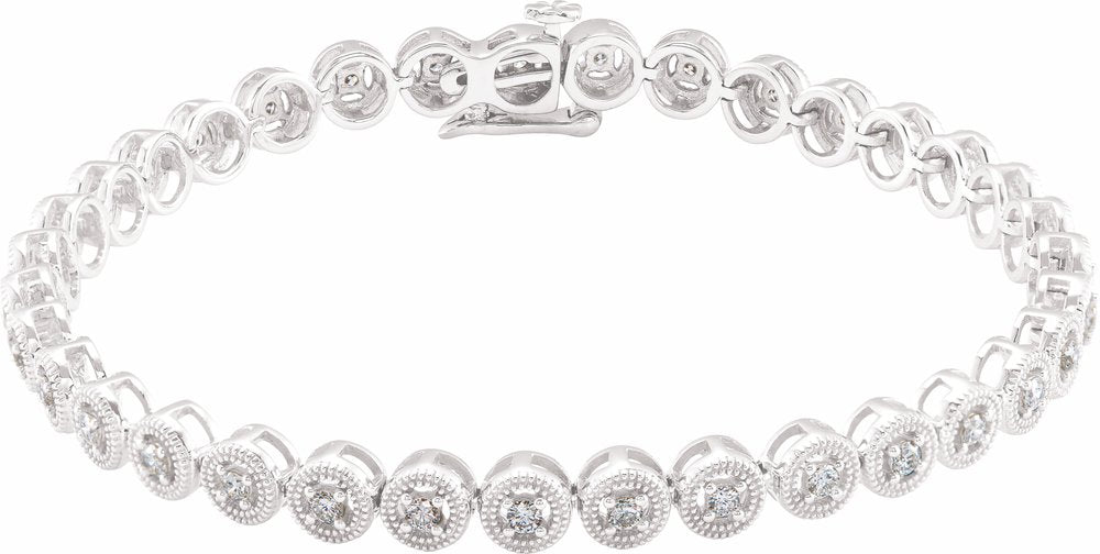 14K White Gold 1 CTW Natural Diamond 7" Bracelet