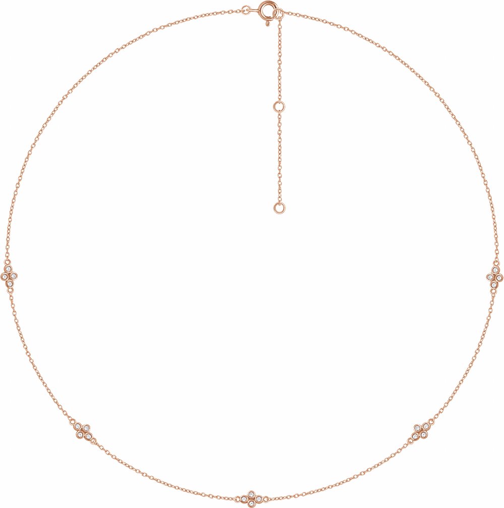 14K Rose Gold 1/6 CTW Natural Diamond 5-Station 16-18" Necklace