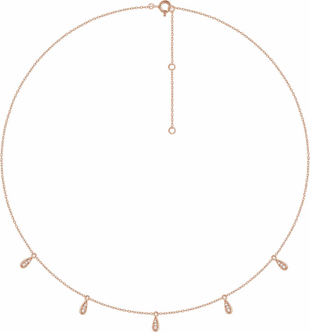 14K Rose Gold 1/8 CTW Natural Diamond 5-Station 16-18" Necklace