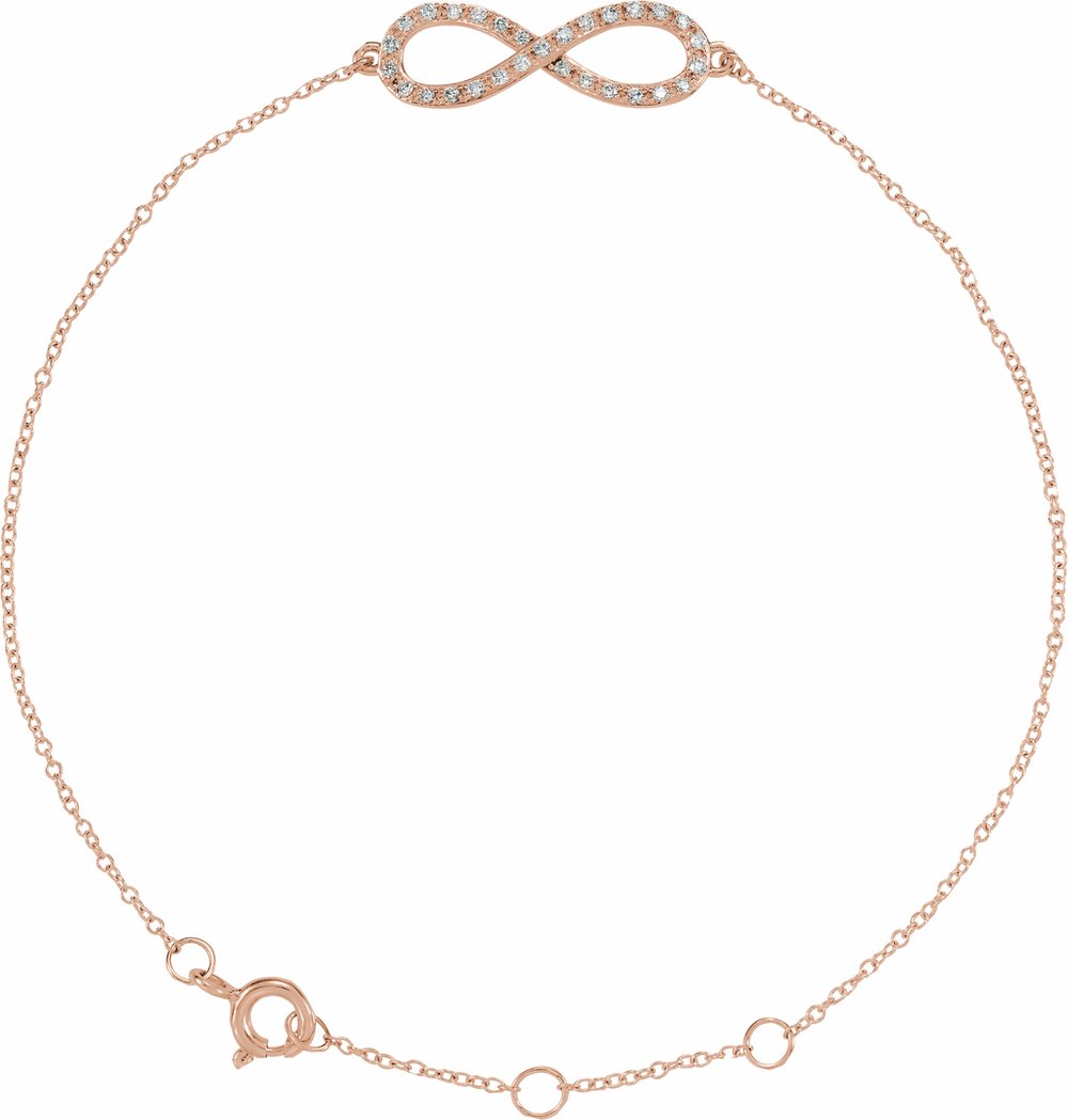 14K Rose Gold 1/6 CTW Natural Diamond Infinity-Inspired 7-8" Bracelet