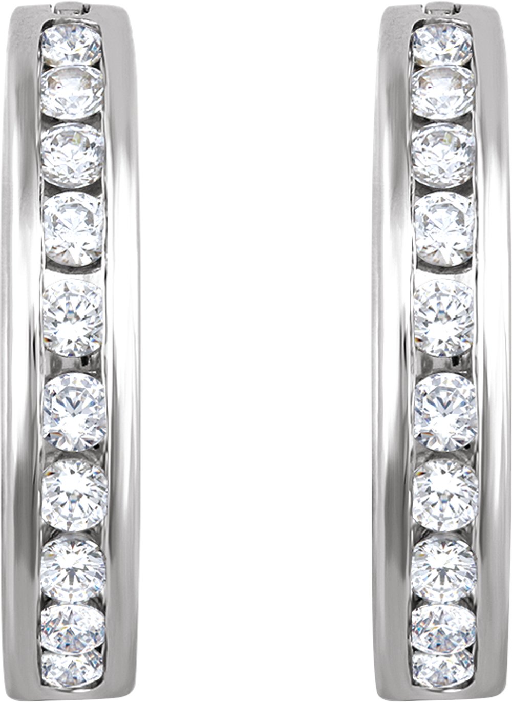 14K White Gold 1/2 CTW Natural Diamond Channel-Set 16.5 mm Hoop Earrings