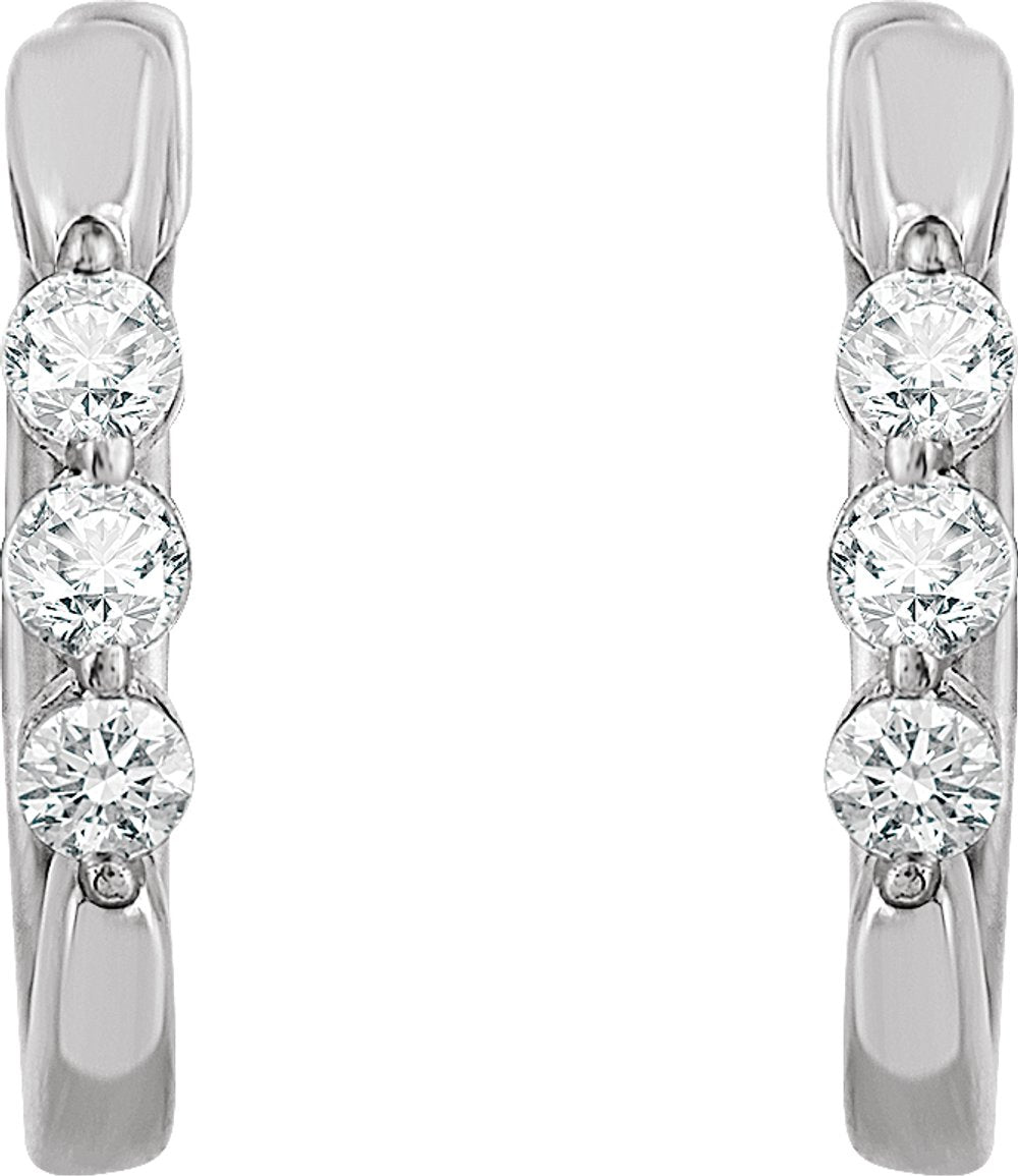 14K White 1/4 CTW Natural Diamond 14 mm Hoop Earrings